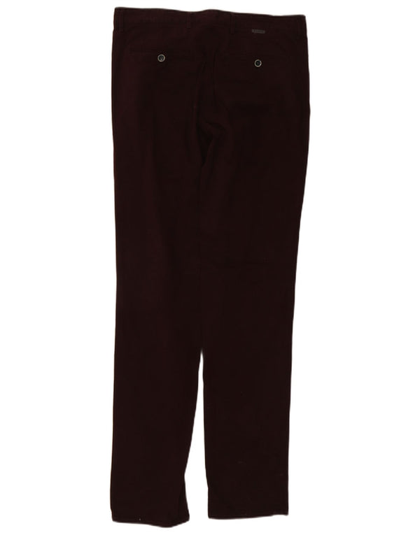Massimo Dutti Slim Chino-Hose für Herren, W32, L33, burgunderrote Baumwolle