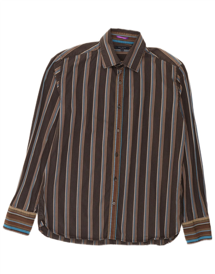 Ted Baker Herrenhemd Größe 5 XL Braun gestreift