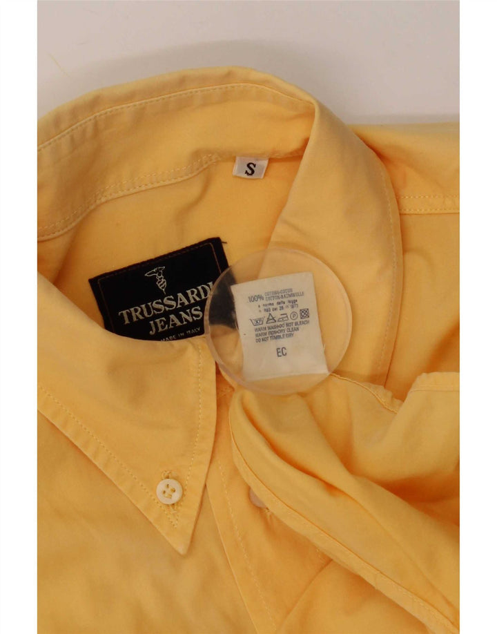 Trussardi Jeans Herren Kurzarmhemd Small Gelb Baumwolle
