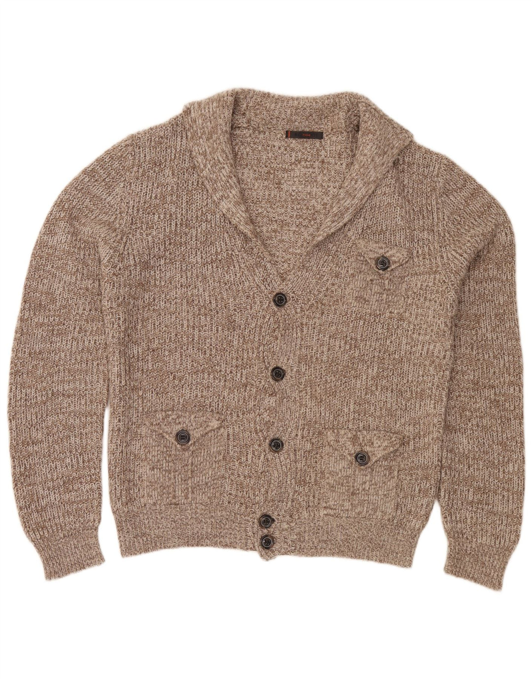 Belmonte Herren-Cardigan-Pullover 2XL Braun geflecktes Acryl