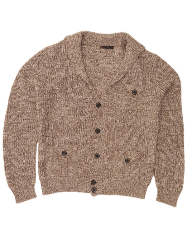 Belmonte Herren-Cardigan-Pullover 2XL Braun geflecktes Acryl