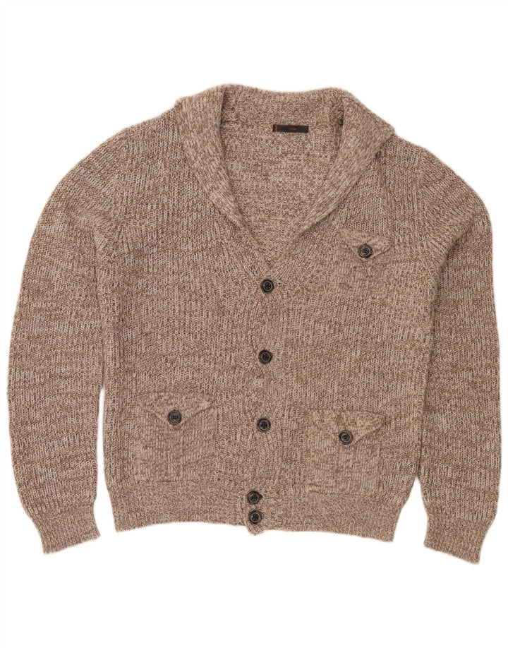 Belmonte Herren-Cardigan-Pullover 2XL Braun geflecktes Acryl
