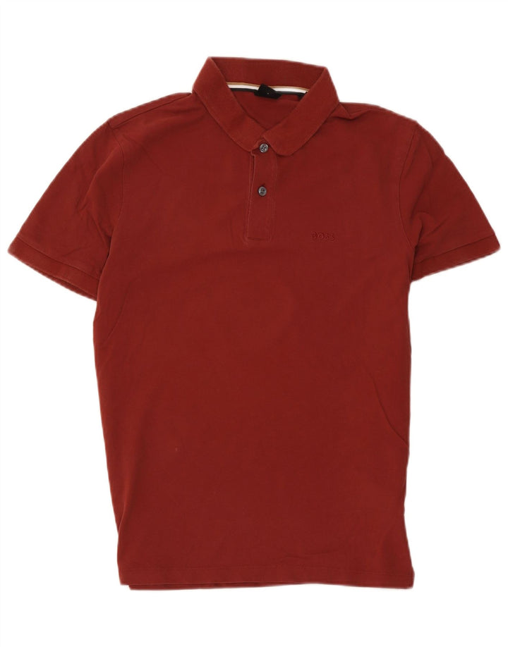 HUGO BOSS Herren-Poloshirt, kleine braune Baumwolle