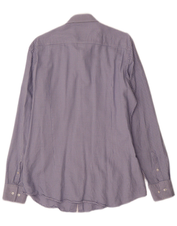 Hugo Boss Herren Slim Fit Hemd UK 41 16 Große blaue geometrische Baumwolle