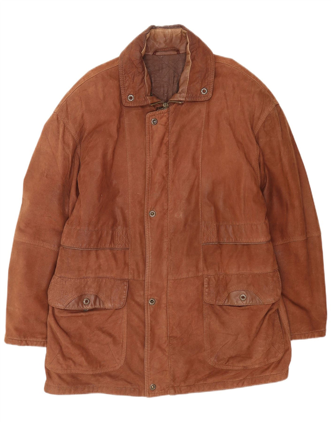 Vintage Mens Leather Jacket IT 52 XL Brown Leather