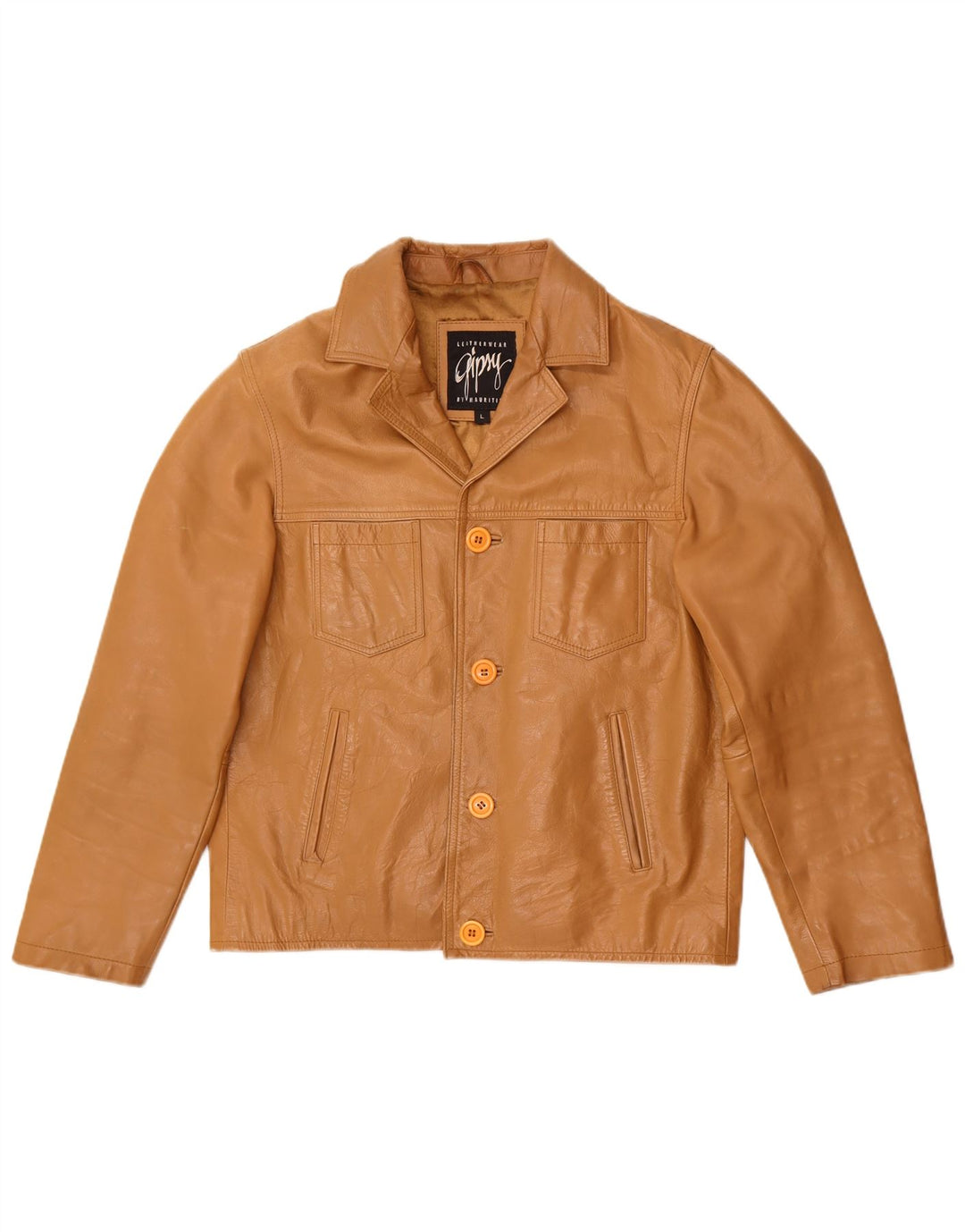 Gipsy Herren-Lederjacke, Größe 40, großes braunes Leder