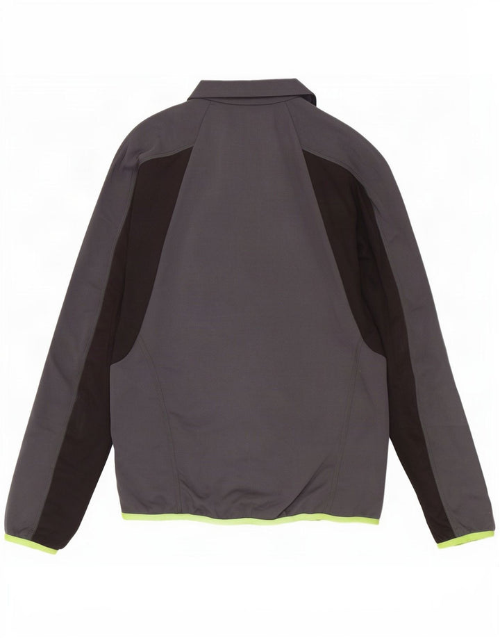 Brugi Herren-Trainingsanzugoberteil, mittelgraues Farbblock-Polyester