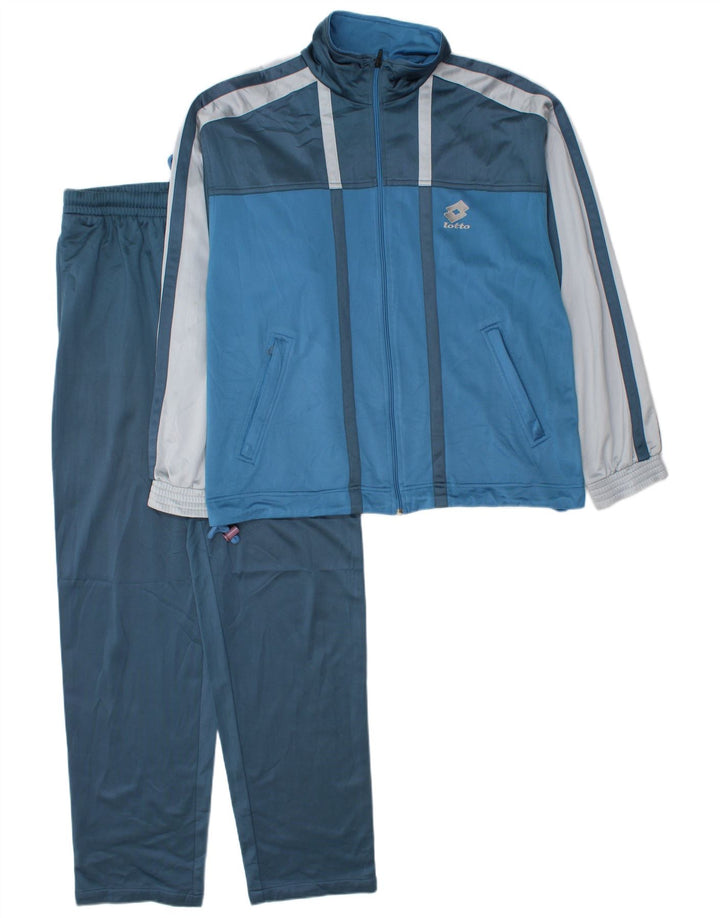 Lotto Herren-Trainingsanzug, groß, blau, Farbblock-Polyester