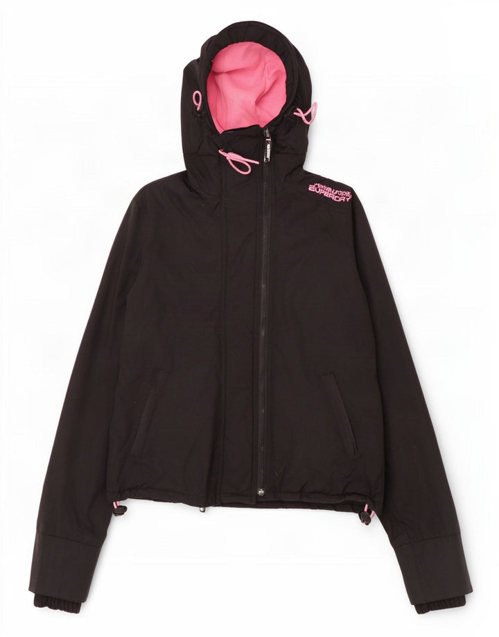 Superdry Damen The Windcheater Hooded Windjacke UK 10 Small Schwarz