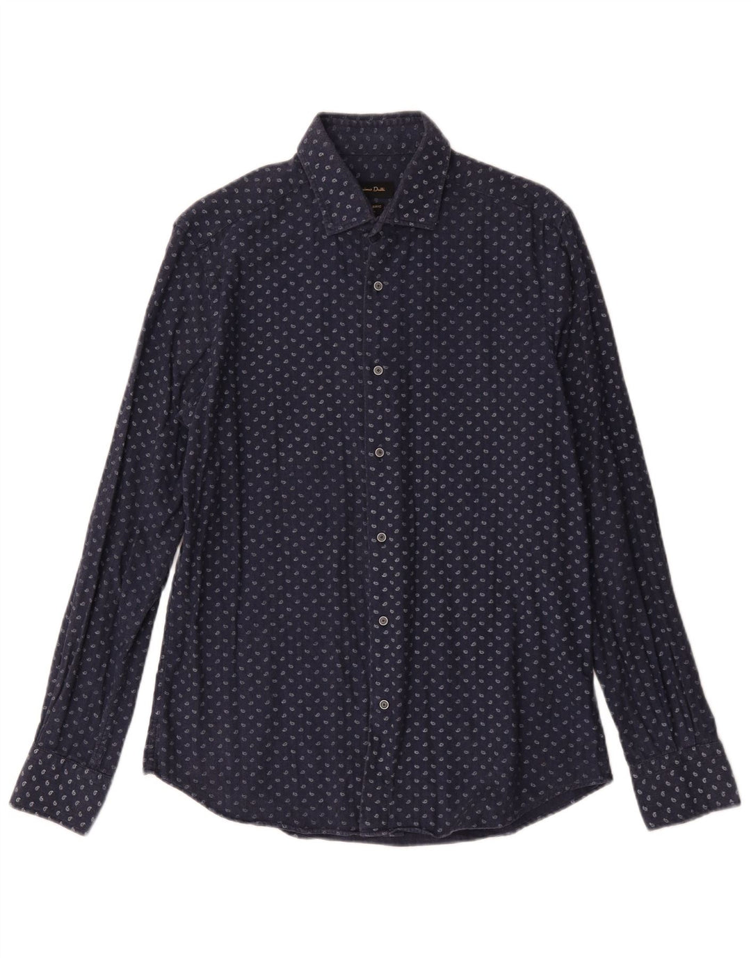 Massimo Dutti Herrenhemd aus mittelblauer Paisley-Baumwolle in Marineblau
