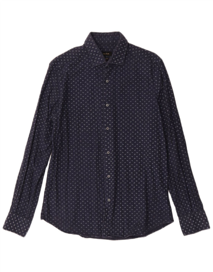 Massimo Dutti Herrenhemd aus mittelblauer Paisley-Baumwolle in Marineblau