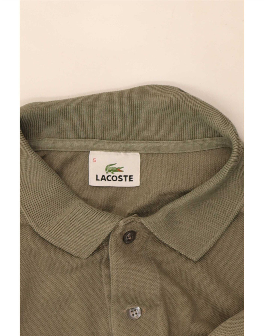 Lacoste Herren-Poloshirt, Größe 5, große Khaki-Baumwolle