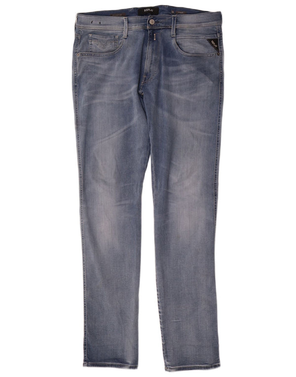 Replay Herren Slim Jeans W36 L34 Blaue Baumwolle
