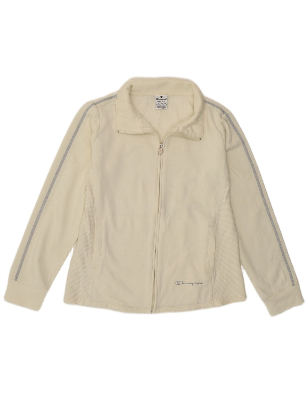 Champion Damen-Trainingsanzug-Top-Jacke, UK 14, Mittel, gebrochenes Weiß