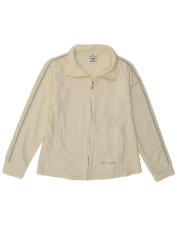 Champion Womens Tracksuit Top Jacket UK 14 Medium Off White