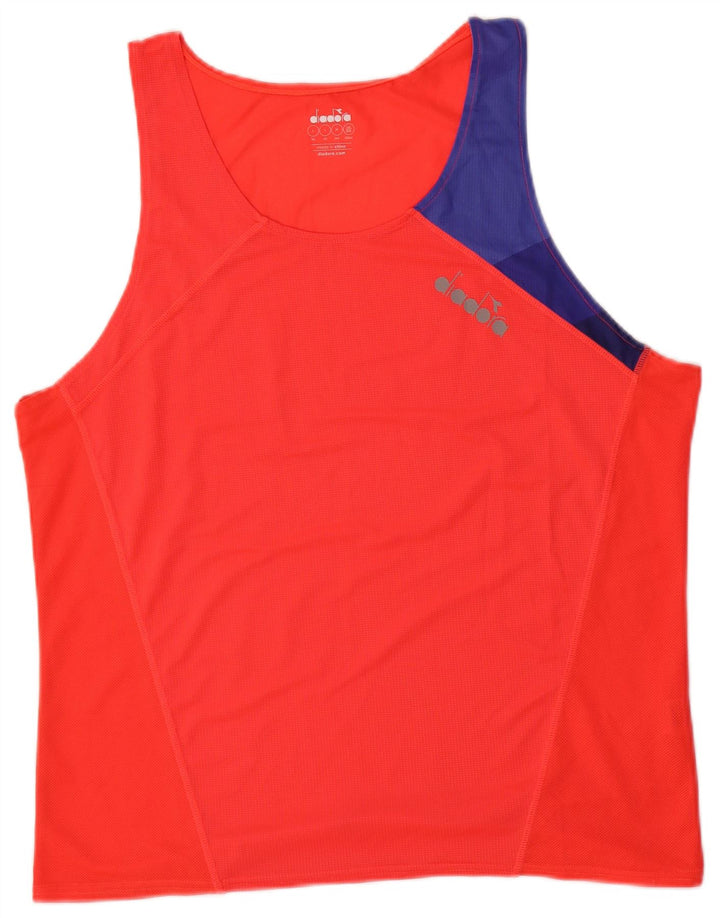 DIADORA Damen-Trägershirt UK 16 Large Rot Colourblock Polyester