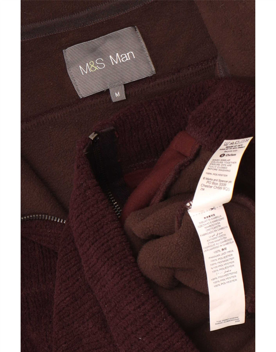 Marks & Spencer Herren Fleecejacke UK 38 Mittelbraunes Polyester