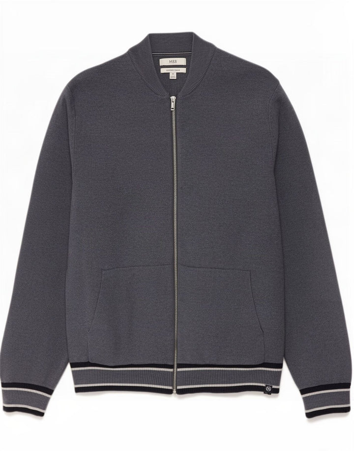 Marks & Spencer Herren-Cardigan, 2XL, blau gestreift, Polyester