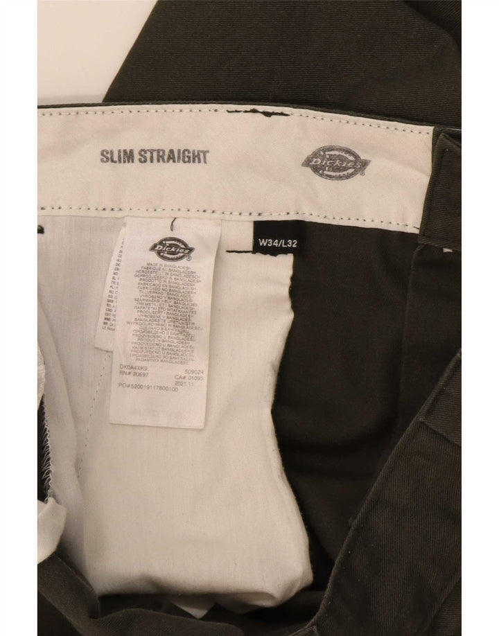 Dickies Herren Straight Slim Chinohose W34 L32 Grün Polyester