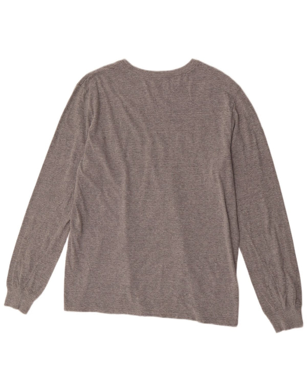 Nike Mens Athletic Cut Graphic Top Long Sleeve Large Grey Cotton
