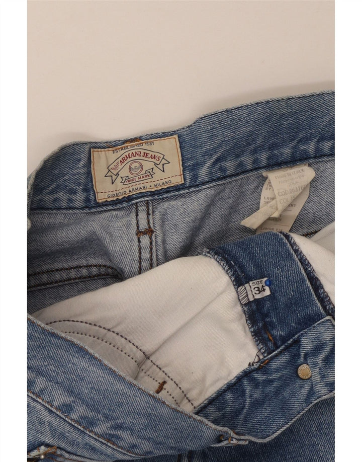 ARMANI Damen Straight Jeans W34 L31 Blaue Baumwolle