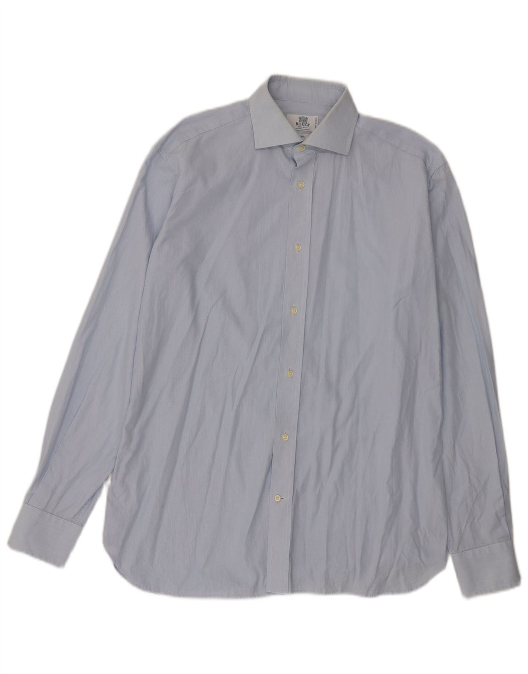 Boggi Milano Herrenhemd Größe 38 15 1/2 mittelblaue Baumwolle