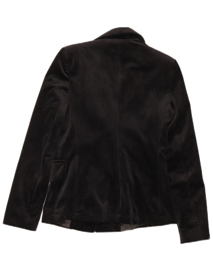 Mood Atelier Damen 2-Knopf-Velours-Blazerjacke UK 6 XS Schwarz Polyester