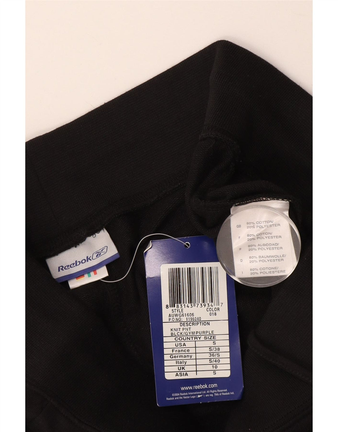 Reebok Damen Trainingshose UK 10 Small Schwarz Baumwolle