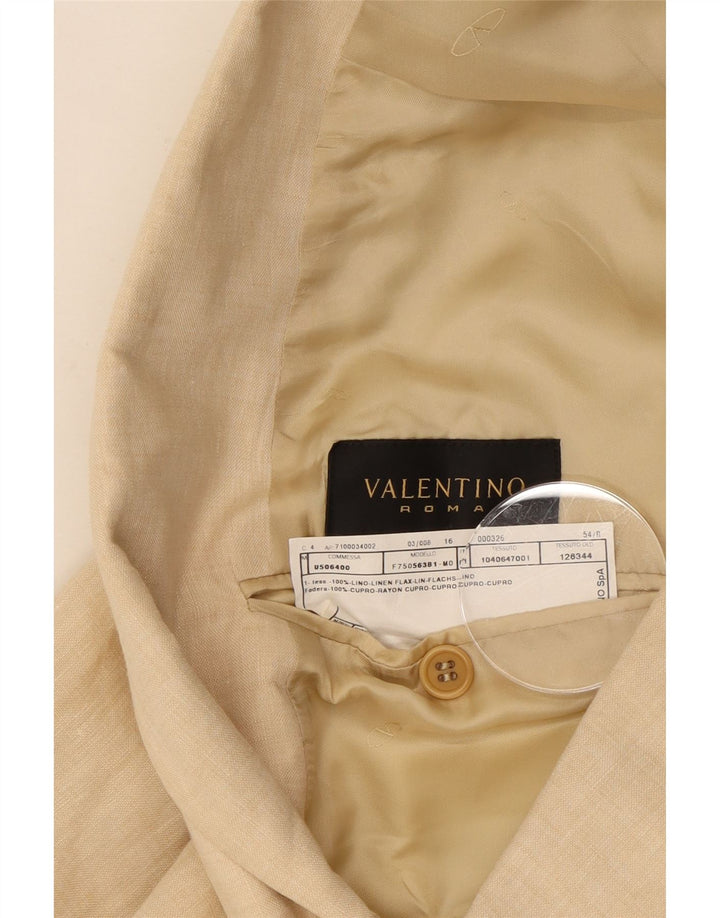 Valentino Herren Zweireihiger Blazer IT 54 2XL Beige Leinen