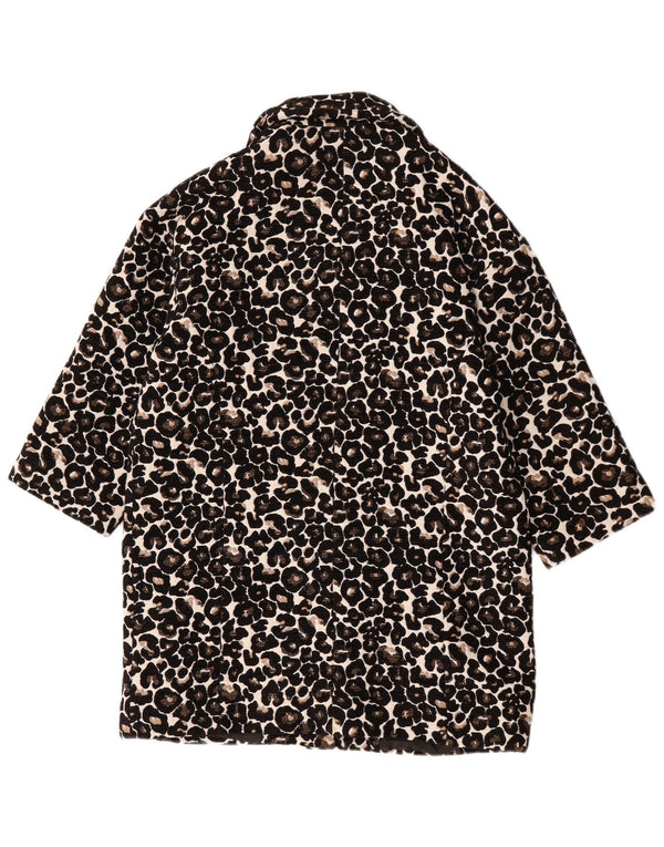 Topshop Damen Übergroßer Mantel UK 8 Kleine schwarze Baumwolle mit Animal-Print
