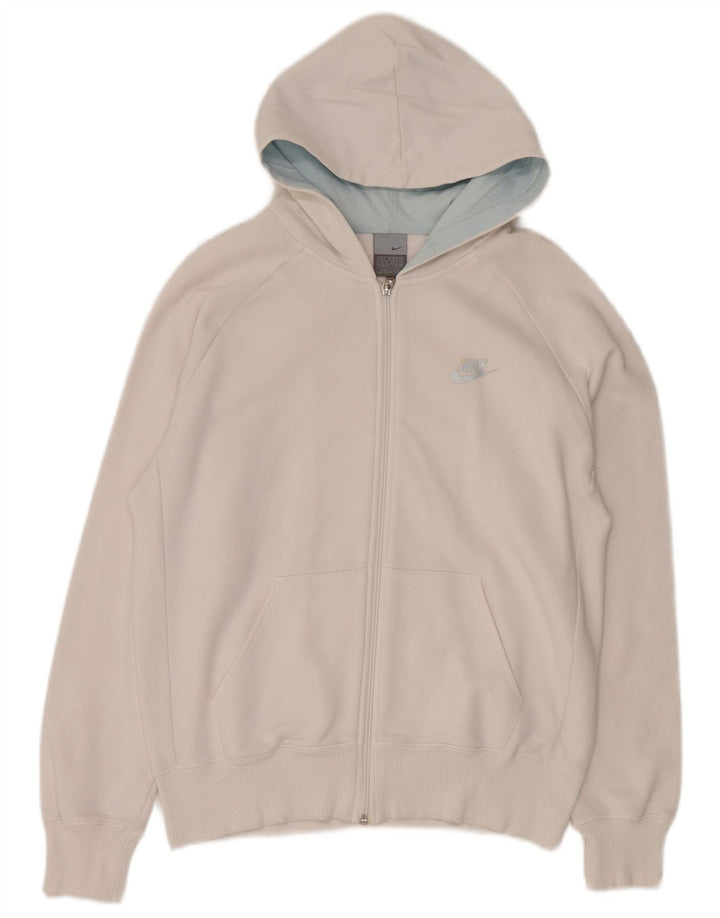 Nike Damen Zip Hoodie Pullover UK 14/16 Large Off White Cotton