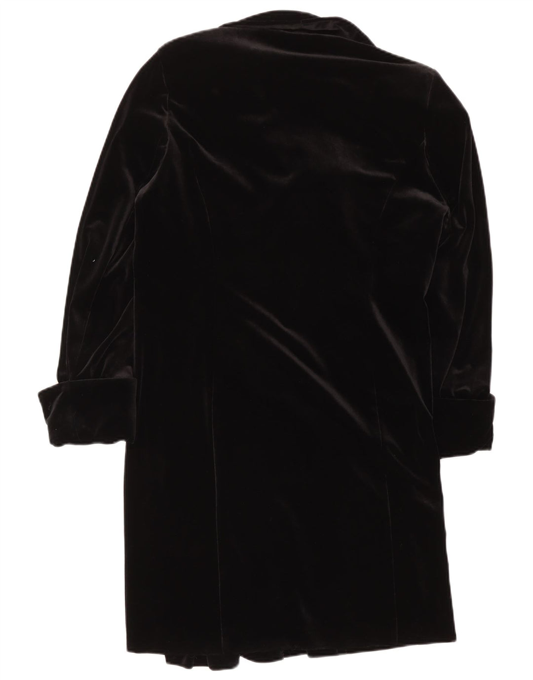 Vintage Damen Samtmantel UK 16 Großes schwarzes Polyester