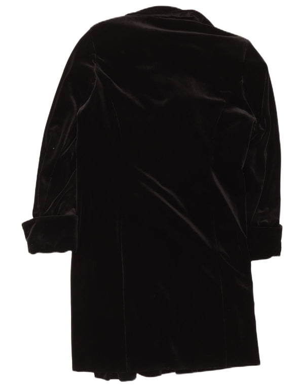 Vintage Damen Samtmantel UK 16 Großes schwarzes Polyester