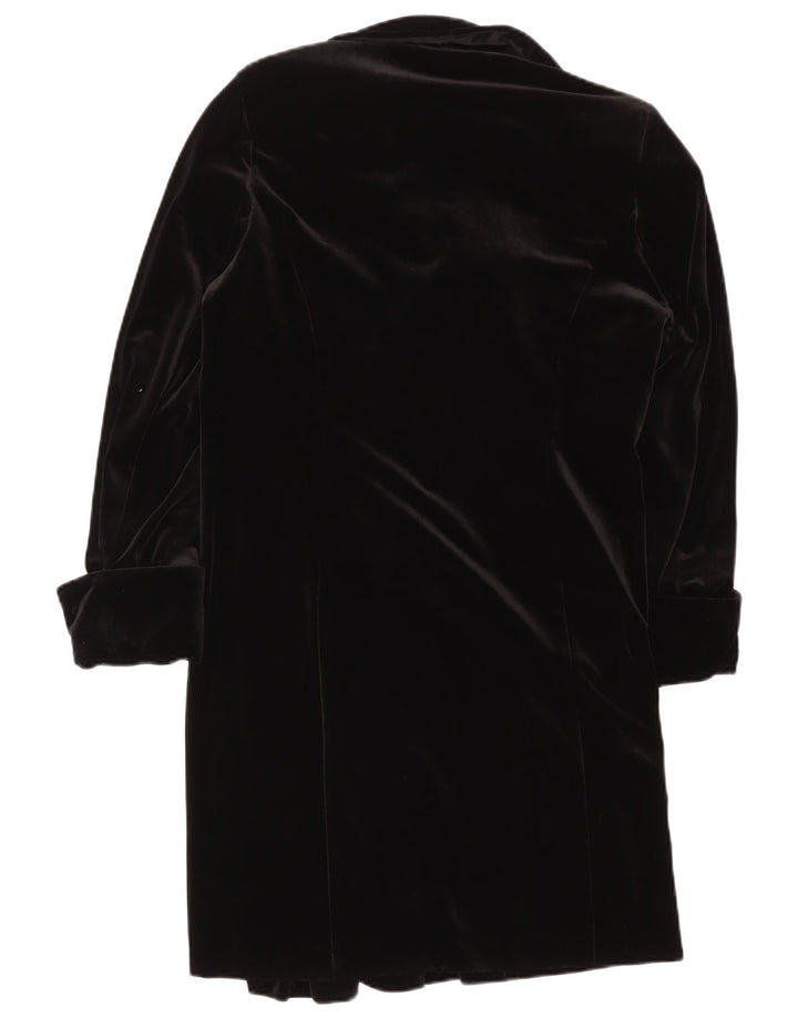 Vintage Damen Samtmantel UK 16 Großes schwarzes Polyester