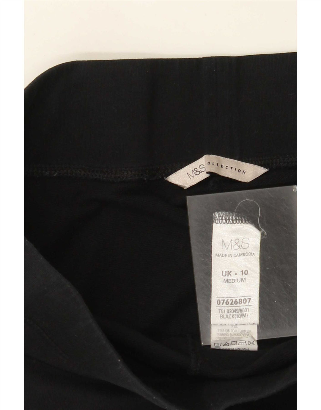 Marks & Spencer Damen-Trainingshose, UK-Größe 10, Größe S, Schwarz, Baumwolle