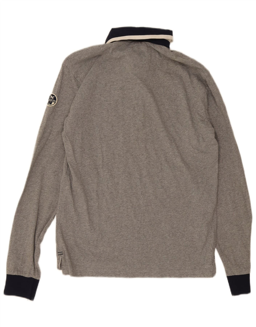 North Sails Herren-Langarm-Rugby-Poloshirt aus mittelgrauer Baumwolle