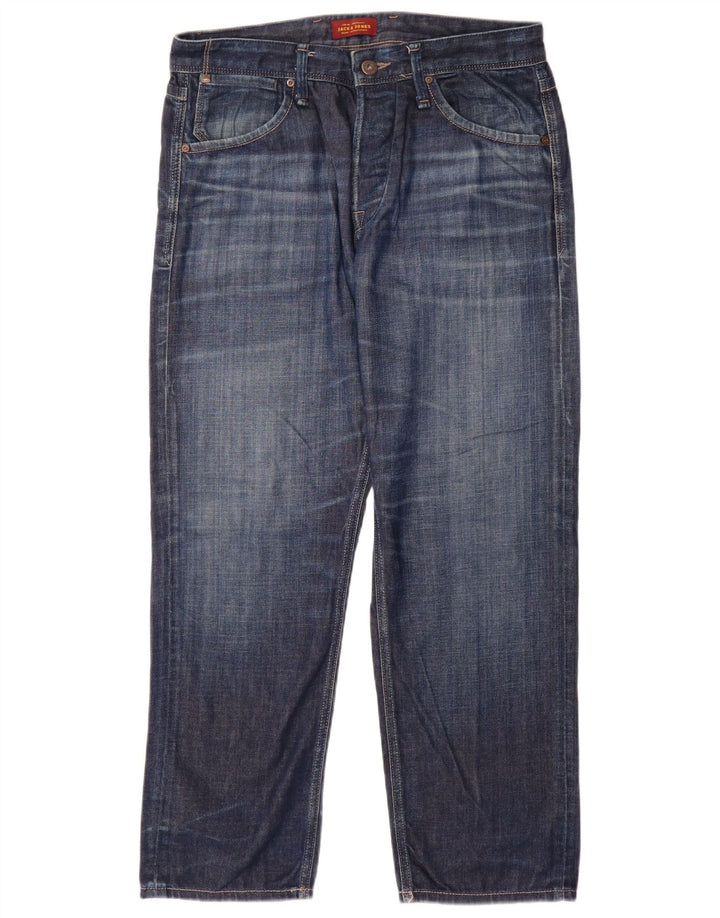 Jack & Jones Herren Straight Jeans W32 L30 Blaue Baumwolle