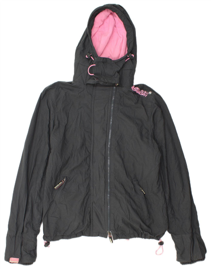 Superdry Damen Windcheater Kapuzen-Windjacke UK 14 Mittelgrau
