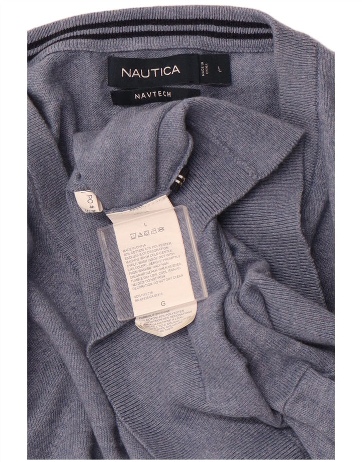 NAUTICA Herren Navtech Pullover mit V-Ausschnitt, groß, blaue Baumwolle