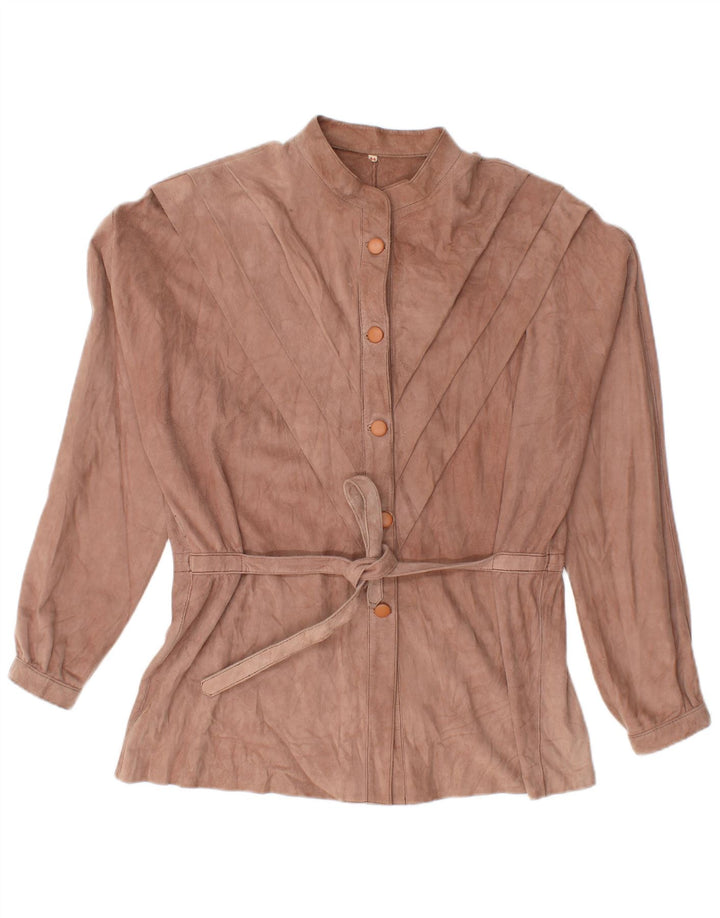 VINTAGE Damen Wildleder-Hemdbluse EU 44 XL Braun