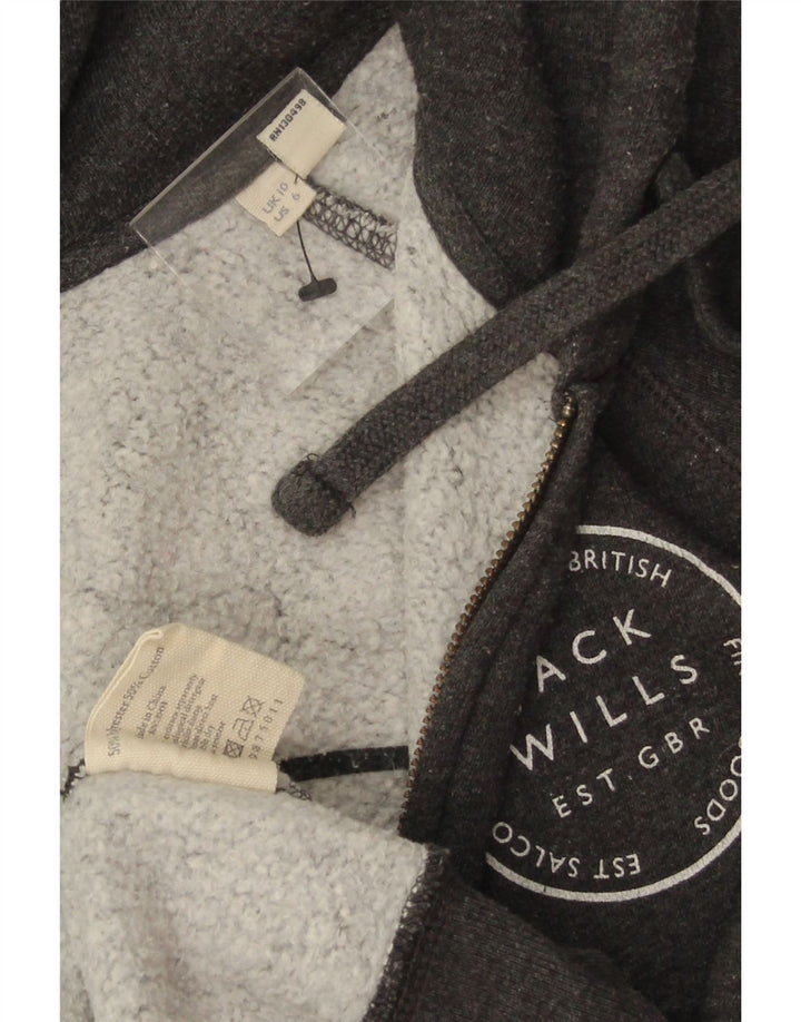 Jack Wills Damen-Kapuzenpullover mit grafischem Reißverschluss, Gr. 10, Größe S, Grau, Polyester