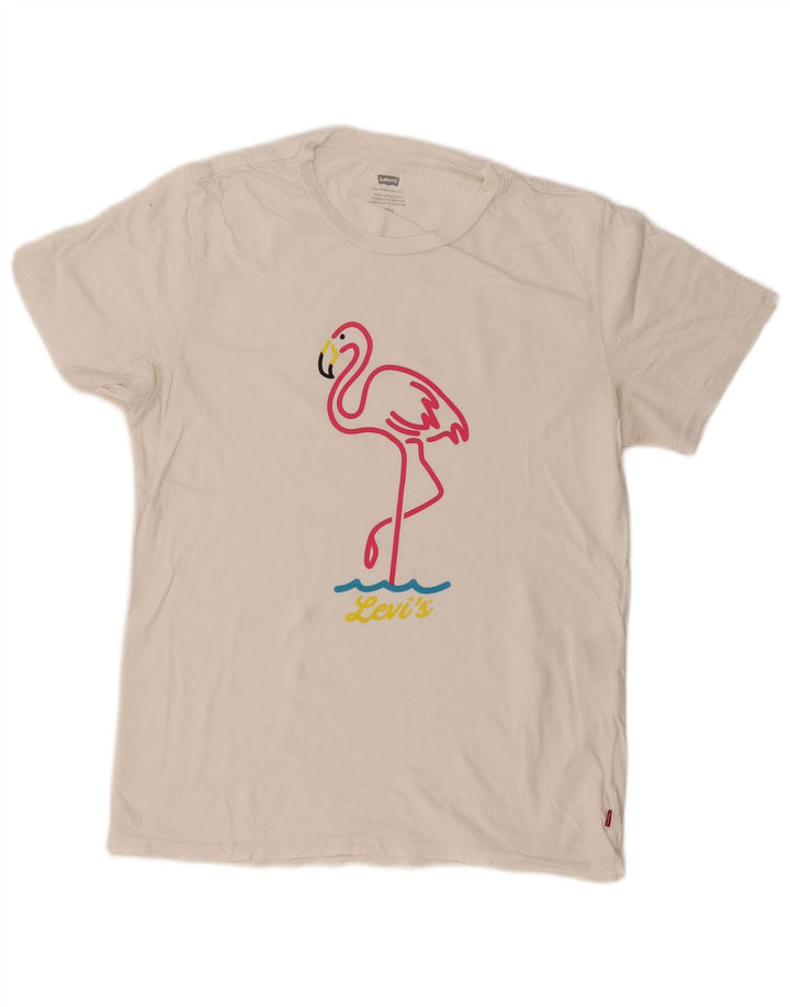 Levi's Damen-T-Shirt mit Grafik, UK 10, Größe S, Weiß