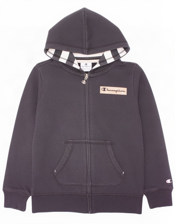 Champion Kapuzenpullover mit grafischem Reißverschluss für Jungen, 9–10 Jahre, mittelschwarze Baumwolle