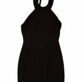 VINTAGE Damen Neckholder-Kleid UK 12 Medium Schwarz