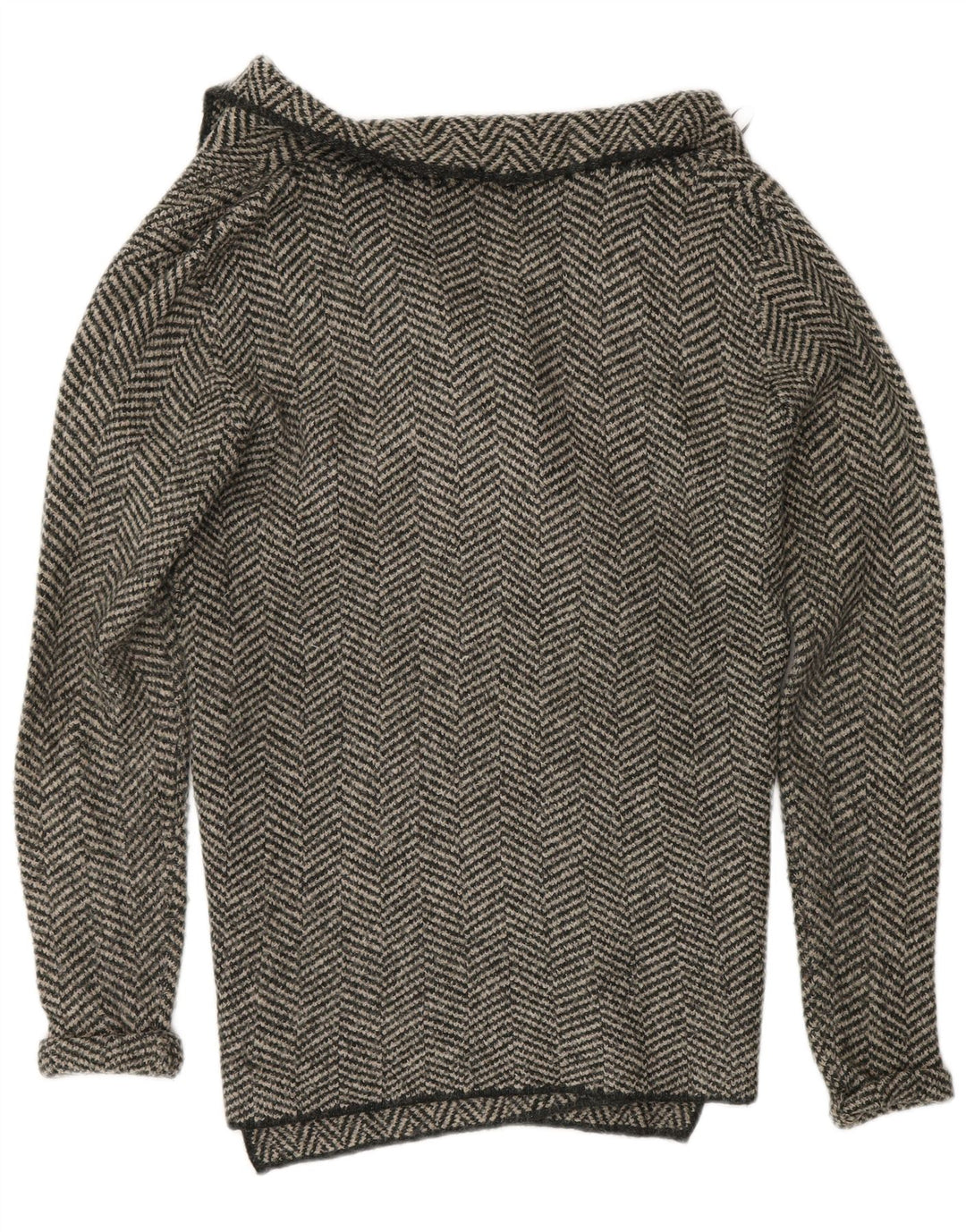 Offener Cardigan für Damen von Zara, UK 14, Mittelgrau, Fischgrätenmuster, Acryl