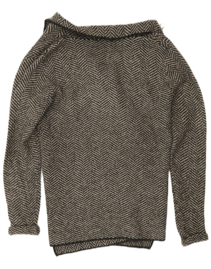 Offener Cardigan für Damen von Zara, UK 14, Mittelgrau, Fischgrätenmuster, Acryl