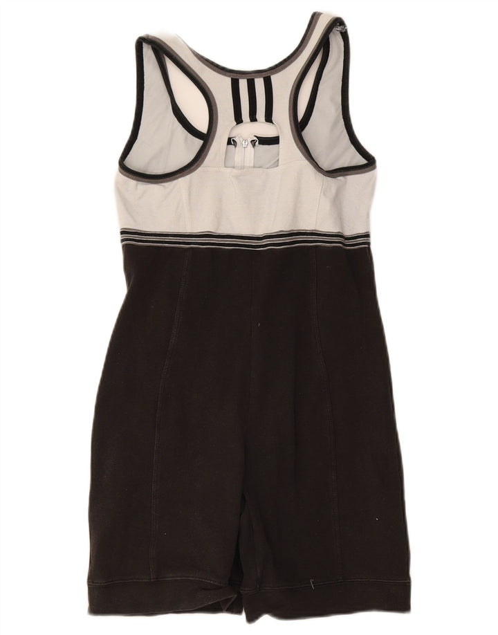Adidas Damen Playsuit UK 10 Small Schwarz Colourblock Baumwolle