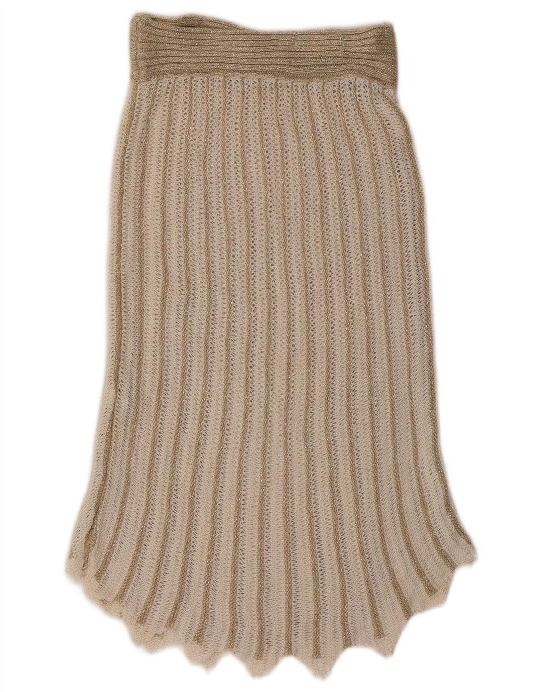 Vintage Damen 2-teiliges Rockset UK 8 Small W26 Beige gestreift aus Acryl