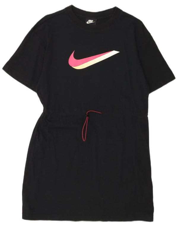 Nike Womens Graphic T-Shirt Dress UK 10 Small Black Cotton