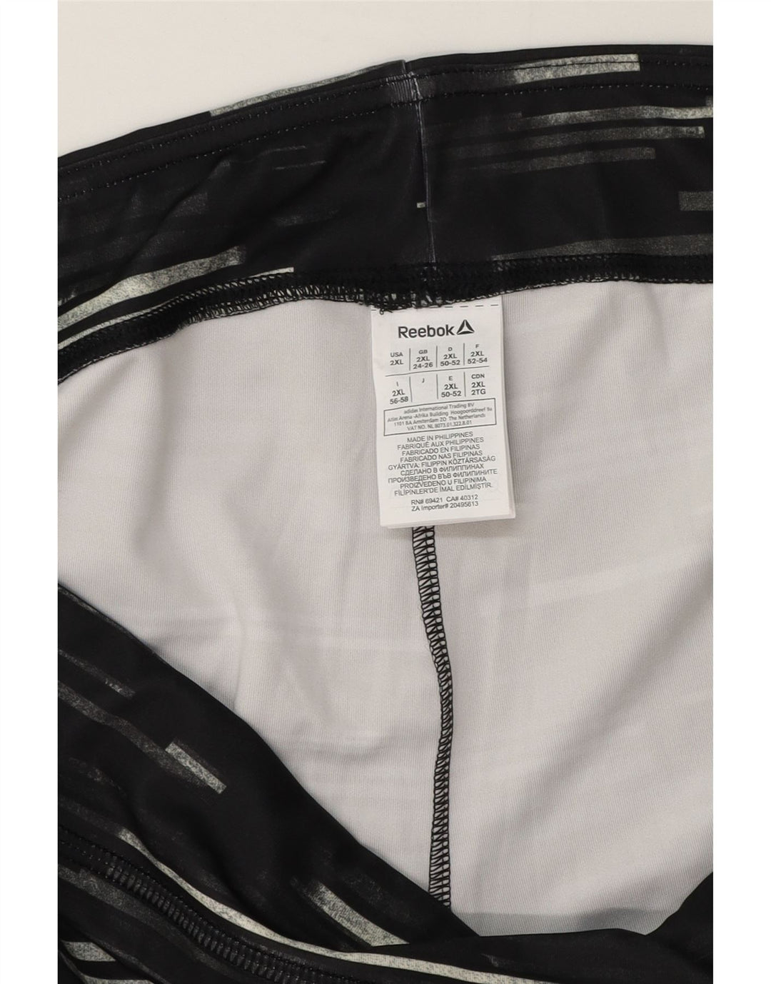 Reebok Damen Capri-Leggings UK 24/26 2XL Schwarz gestreift Polyester